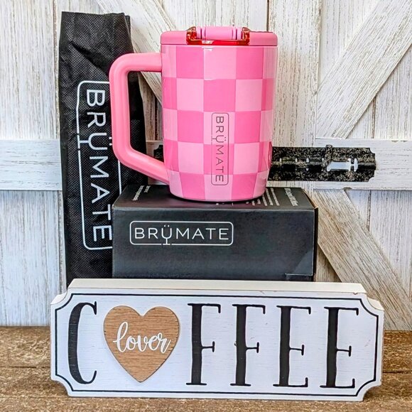 NWT Brumate LIMITED EDITION MĂĽv 15oz, PINK CHECKER - Picture 1 of 6